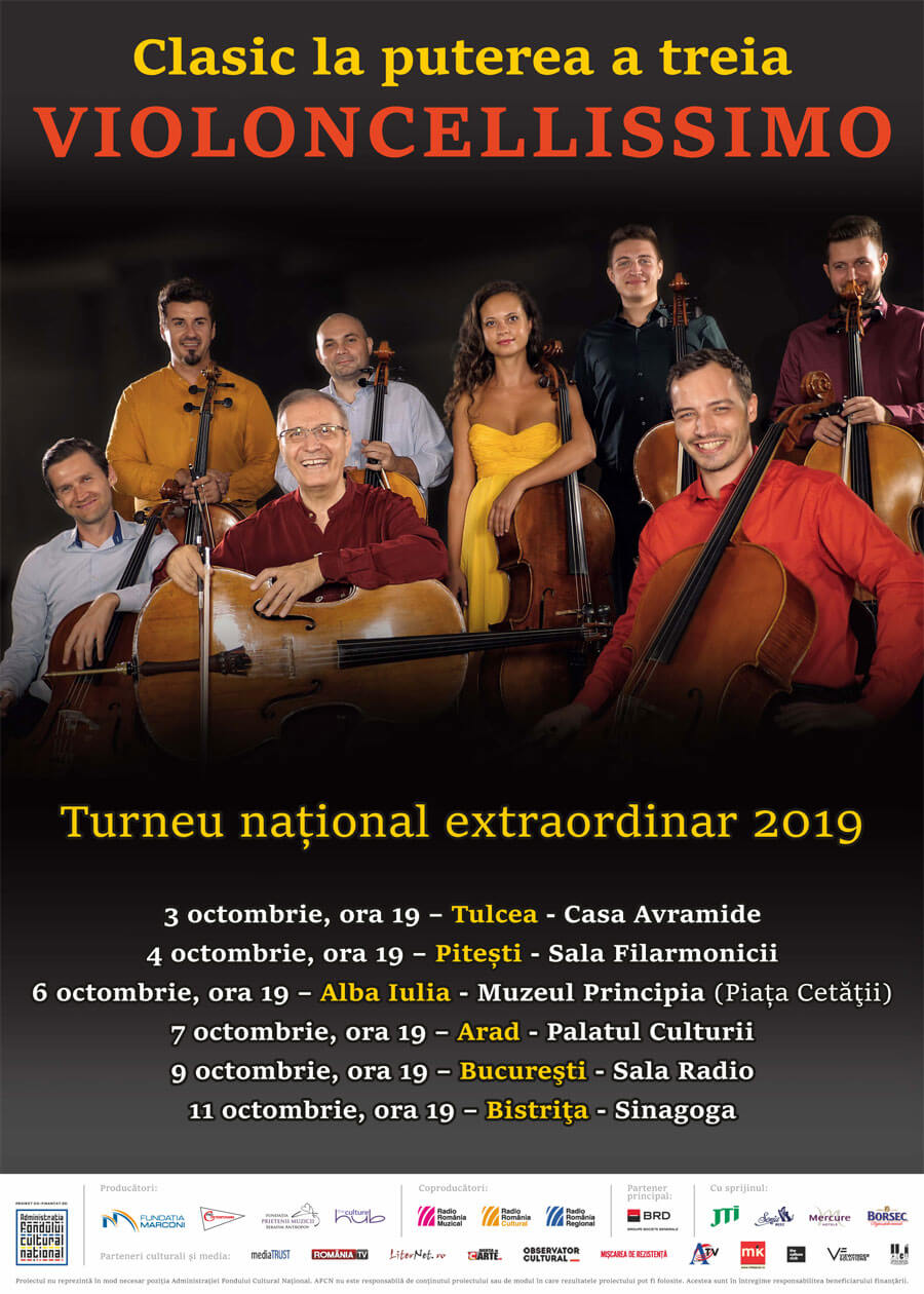 Marin Cazacu şi Violoncellissimo – turneul naţional  „Clasic la puterea a treia” pe 3-11 octombrie 2019